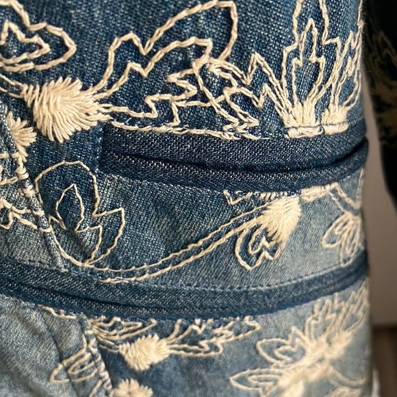 Nanette Lepore long denim asymmetrical floral embroidered denim jacket trench 4 - Picture 9 of 17